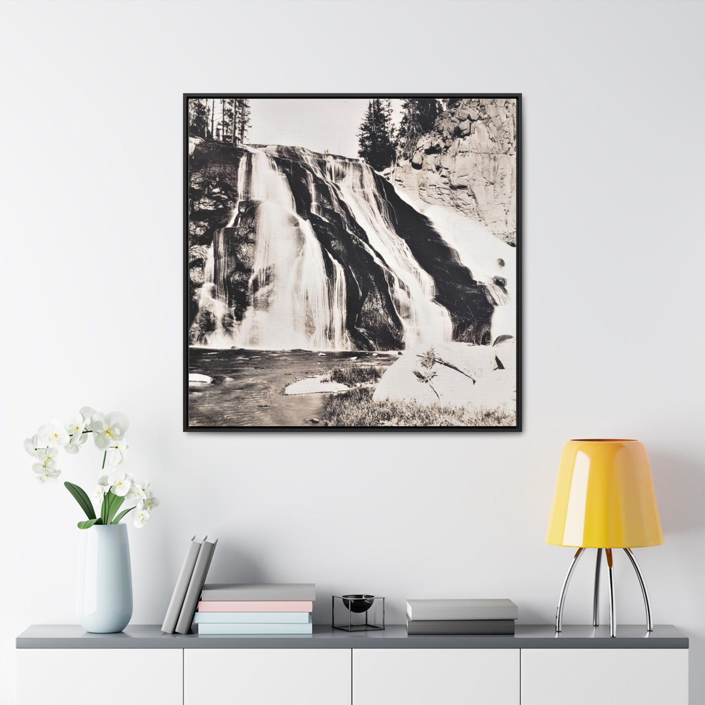 Gibbon Falls Yellowstone Gallery Canvas Wraps, Square Frame