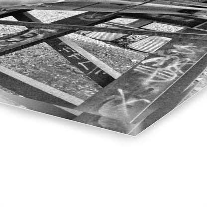 Black & White Urban Graffiti Acrylic Print — Industrial Alley Wall Art French Cleat - - Home Decor
