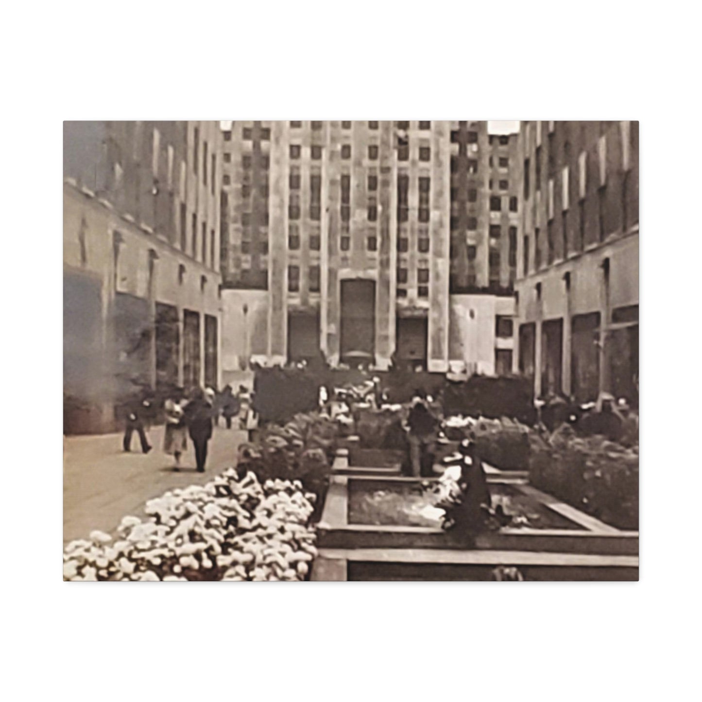 Rockefeller Plaza Stretched Canvas