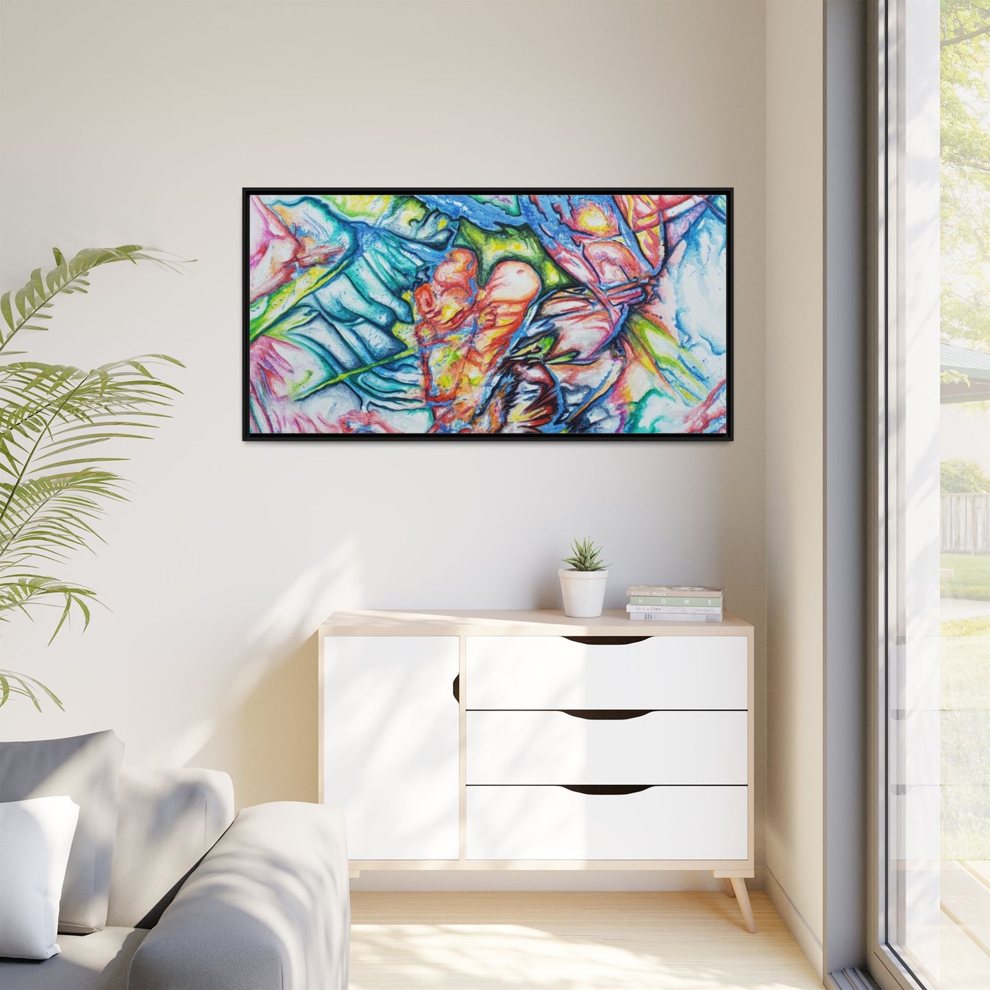 Multi-Color Abstract Framed Canvas Art Print - Kia Day Design