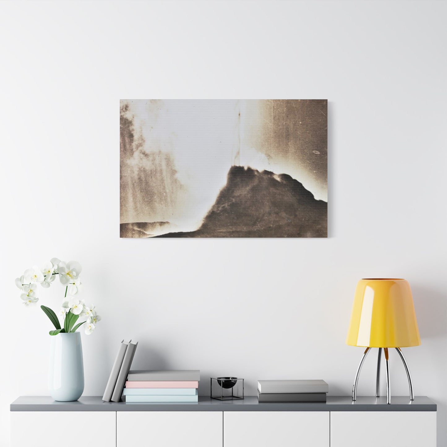 White Dome Geyser Yellowstone Satin Canvas, Stretched