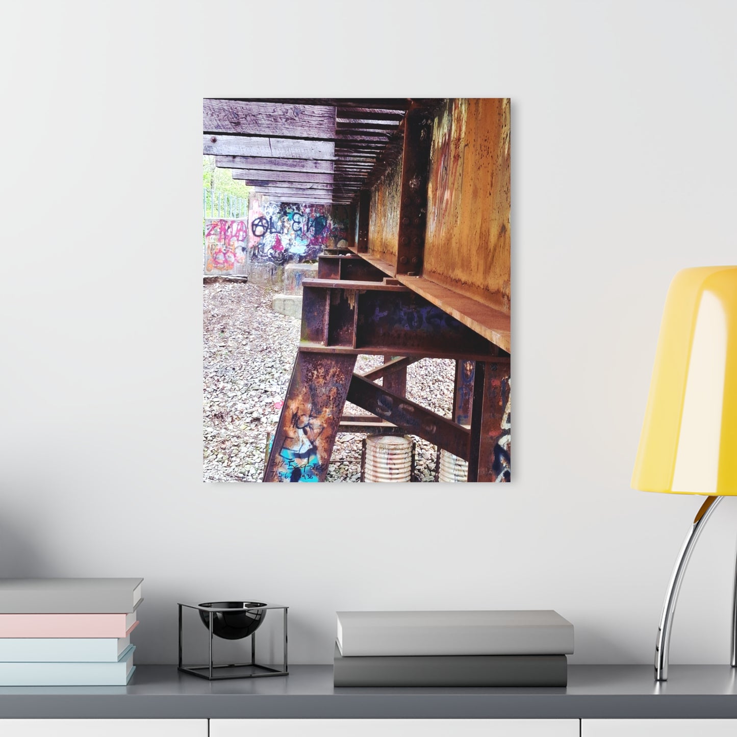 Urban Rust Photography Acrylic Print — Graffiti Underpass Wall Art French Cleat Hanging - - Home Decor