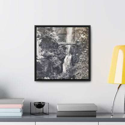 Multnomah Falls Oregon Gallery Canvas Wraps Square Frame 16″ x 16″ Premium Gallery Wraps (1.25″) Black