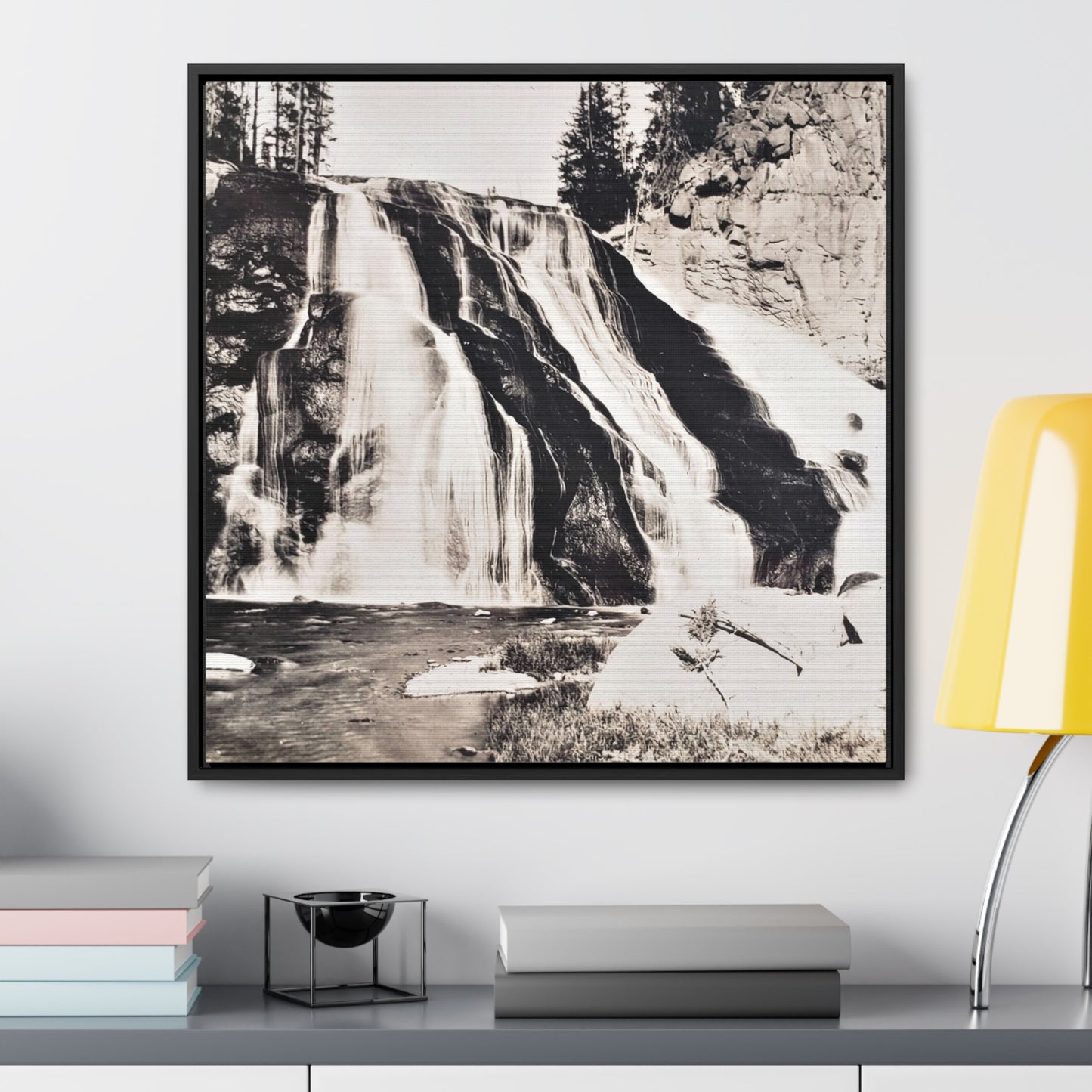 Gibbon Falls Yellowstone Gallery Canvas Wraps, Square Frame