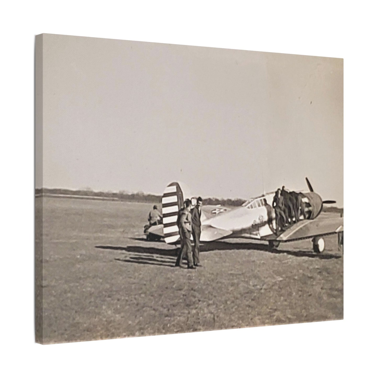 Army Pursuit Plane Ames Airport 1939 Satin Canvas, Stretched