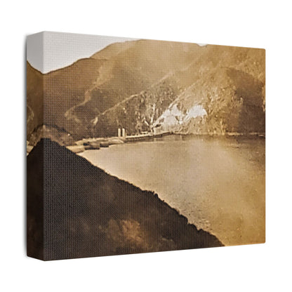 Morris Dam Lake Satin Canvas Stretched