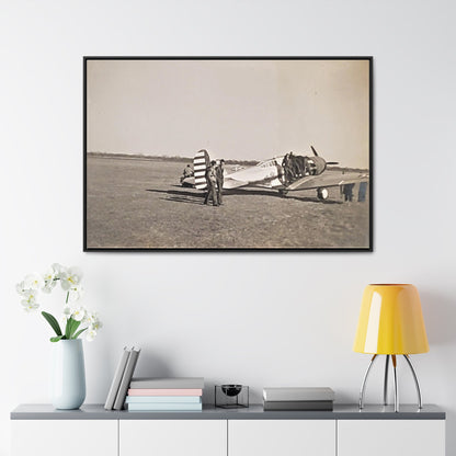 Army Pursuit Plane Ames Airport 1939 Gallery Canvas Wraps, Horizontal Frame 48″ x 32″ Black 1.25"