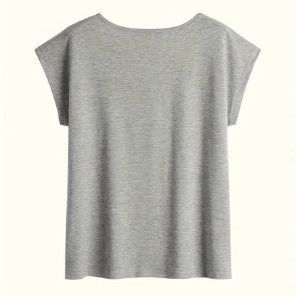 Women's V-Neck Short Sleeve T-Shirt - - casualwear