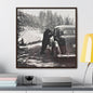 Yellowstone Bear Car Gallery Canvas Wraps Square Frame 30″ x 30″ Premium Gallery Wraps (1.25″) Walnut
