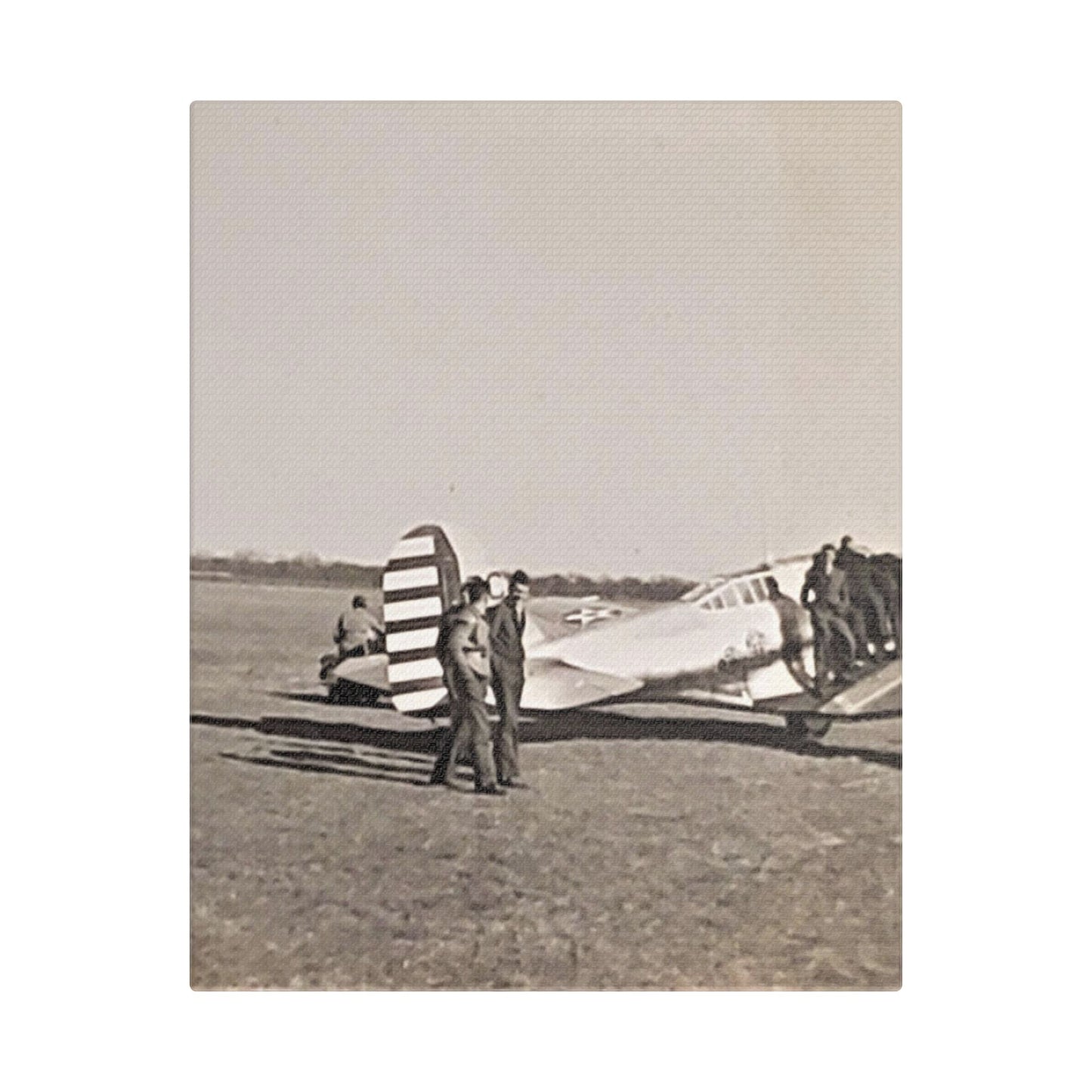 Army Pursuit Plane Ames Airport 1939 Satin Canvas, Stretched