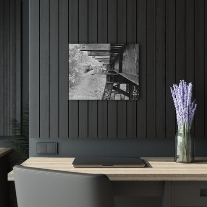 Black & White Train Trestle Acrylic Print — Rustic Industrial Wall Art French Cleat - 20″ x 16″ (Horizontal) 0.25'' - Home Decor