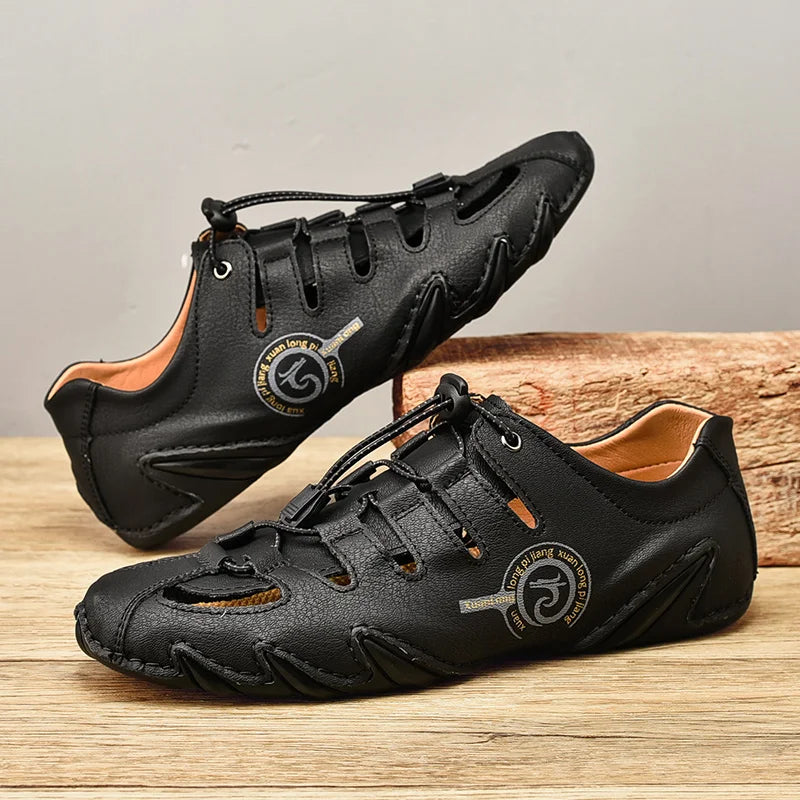 Men's Casual Shoes With Hollow Leather Soft Sole Outdoor Sports Shoes