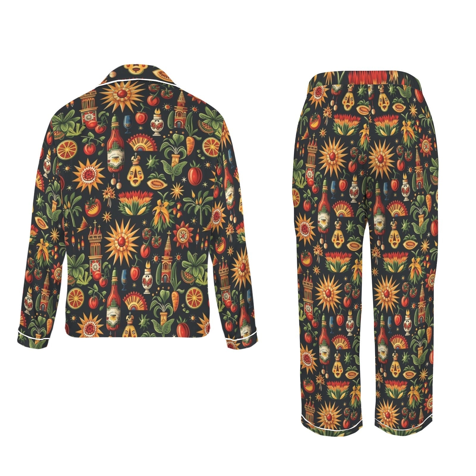 Baha Ranch Colores De Mexico - Mexican Culture Satin Pajamas - - Pajama Sets