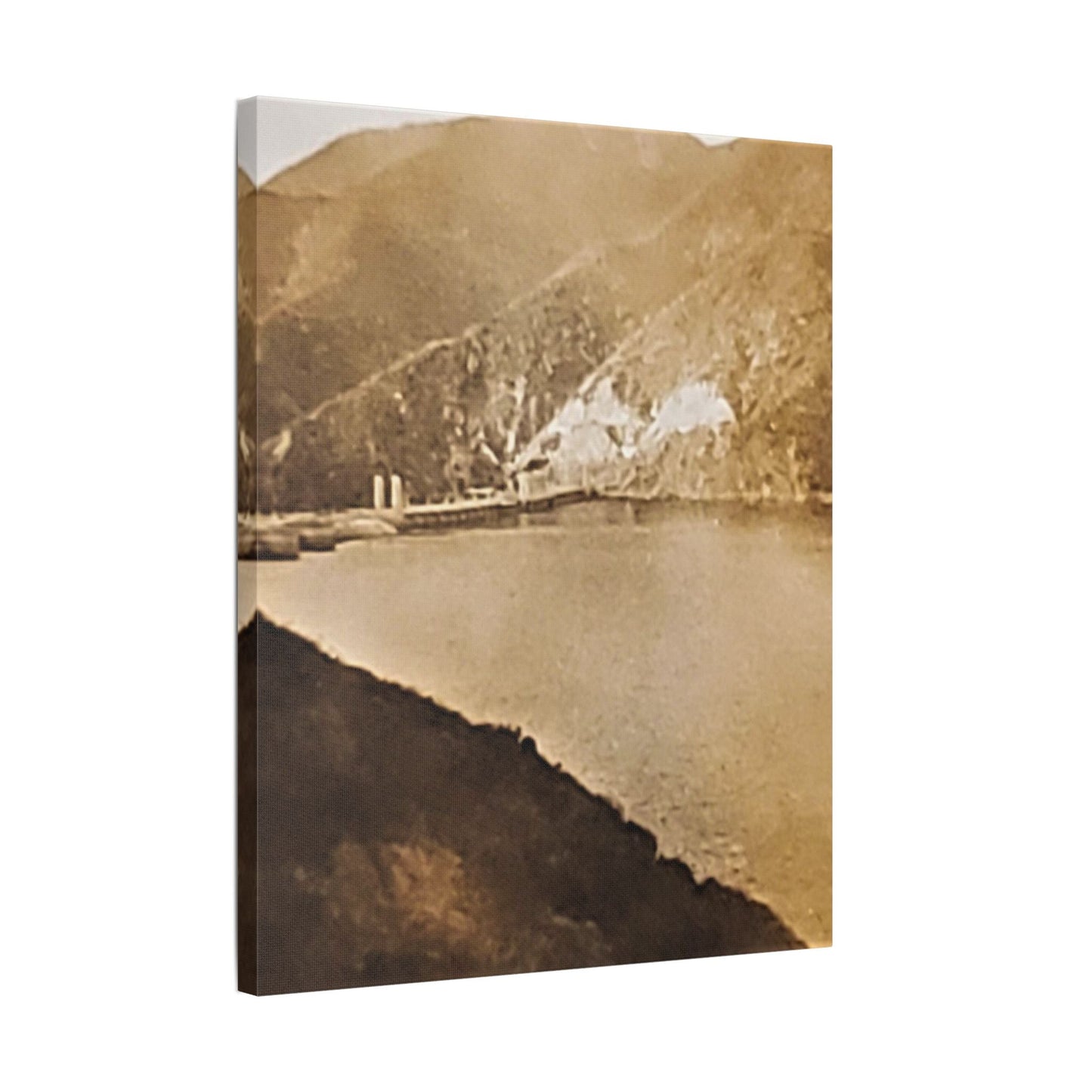 Morris Dam Lake Satin Canvas Stretched