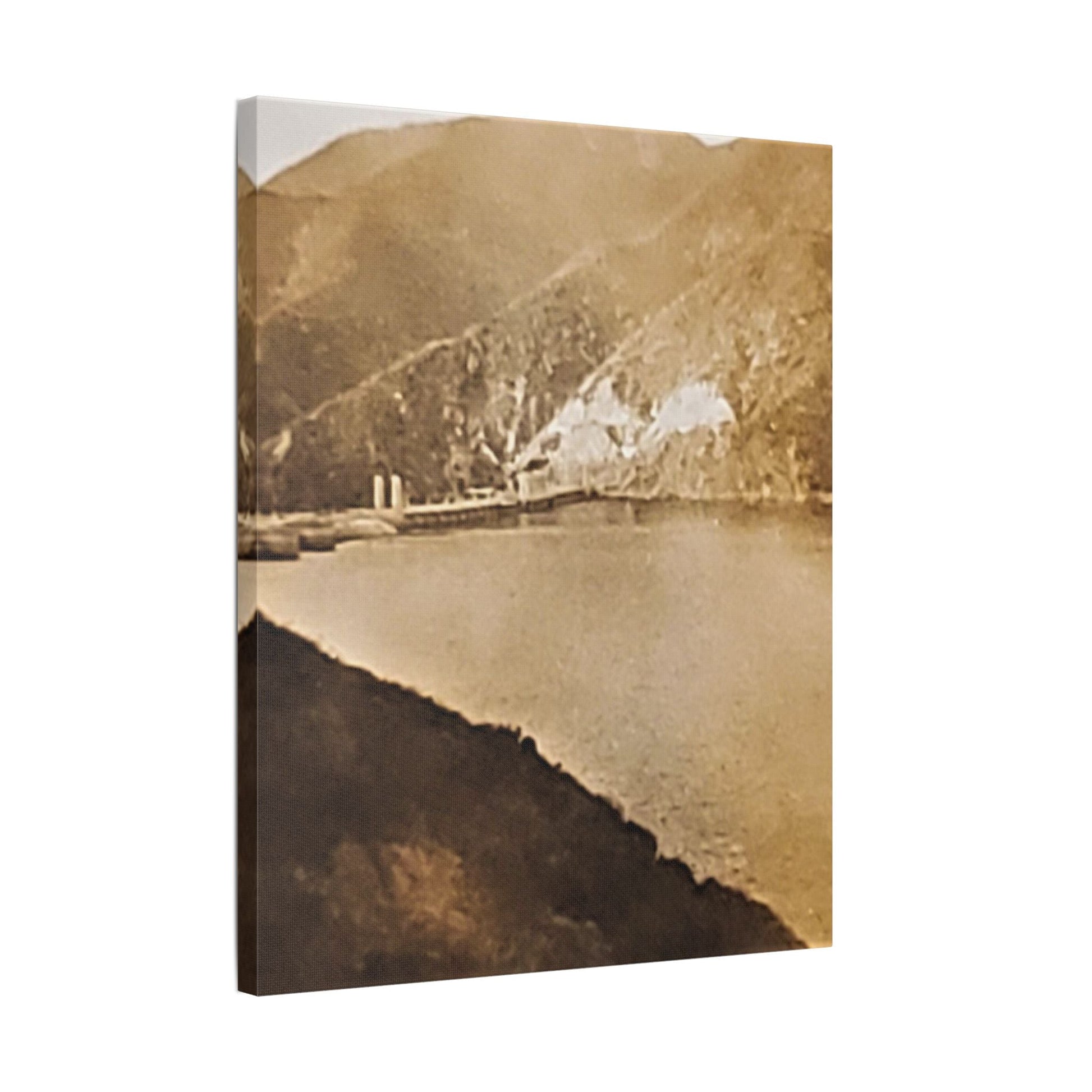 Morris Dam Lake Satin Canvas Stretched