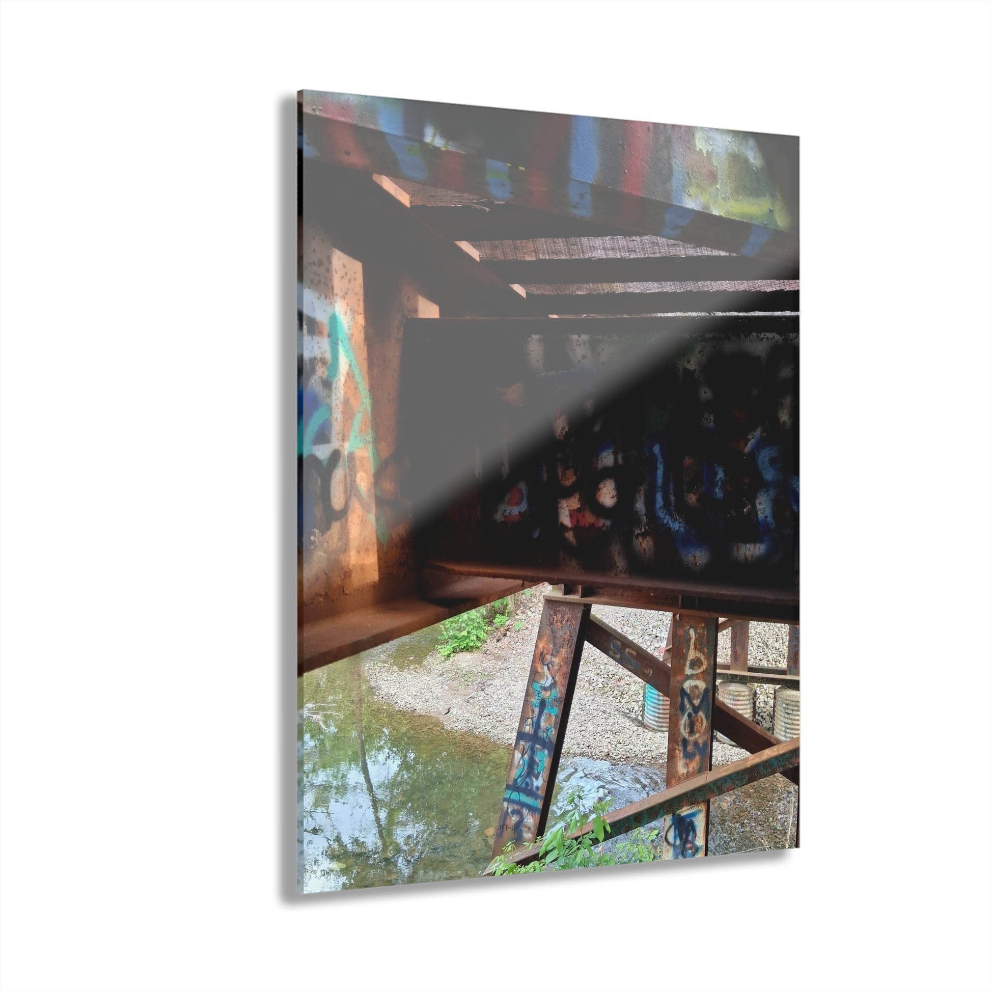 Graffiti Bridge Acrylic Print — Urban Decay Photo Wall Art French Cleat Hanging - - Home Decor
