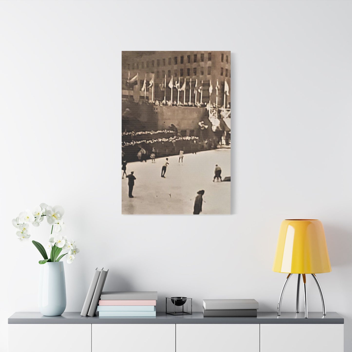 Rockefeller Plaza Easter 1945 Satin Canvas, Stretched