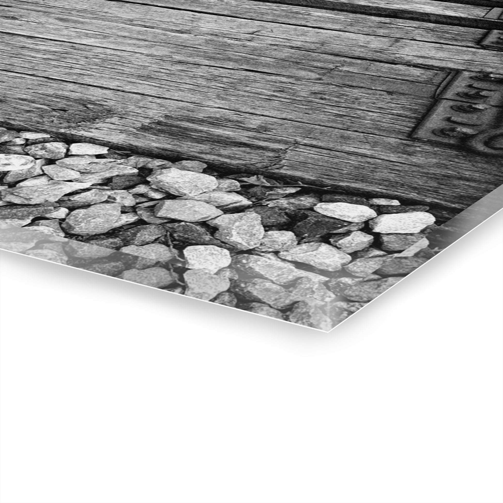 Railroad Track Black & White Acrylic Print — Vintage Track Photography Wall Art French Cleat Hanging - - Home Decor