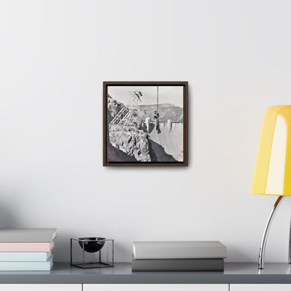 Suspended Boulder Dam Worker Gallery Canvas Wraps Square Frame 10″ x 10″ 1.25" Walnut