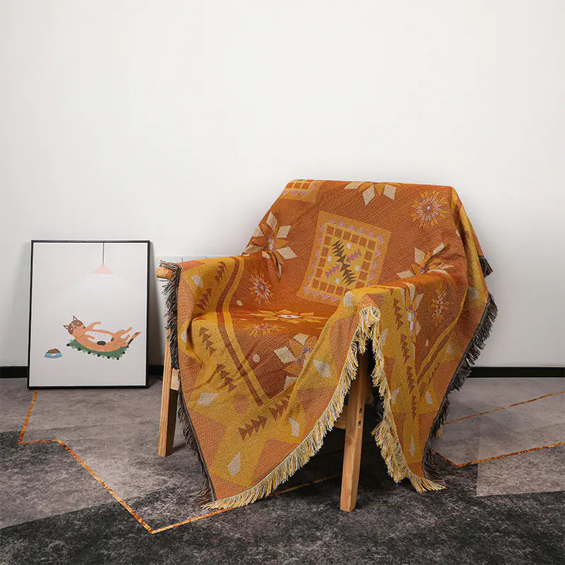 Bohemian Sofa Blanket - Premium Cotton Throw (In Stock) Kia Day Design