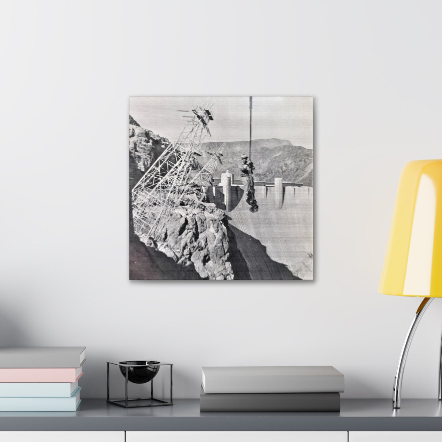 Suspended Boulder Dam Worker Canvas Gallery Wraps