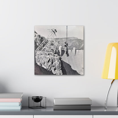 Suspended Boulder Dam Worker Canvas Gallery Wraps 16″ x 16″ 1.25"