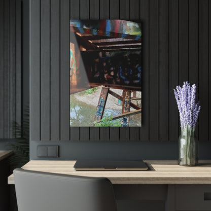 Graffiti Bridge Acrylic Print — Urban Decay Photo Wall Art French Cleat Hanging - 20″ x 30″ (Vertical) 0.25'' - Home Decor