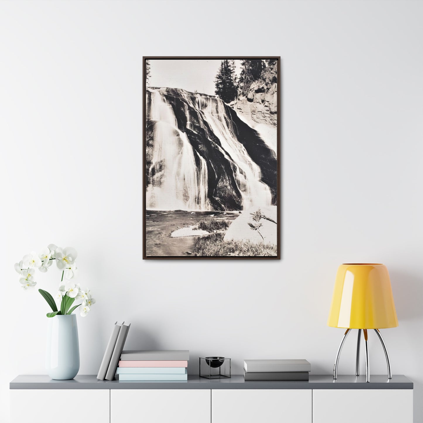 Gibbon Falls Yellowstone Gallery Canvas Wraps, Vertical Frame