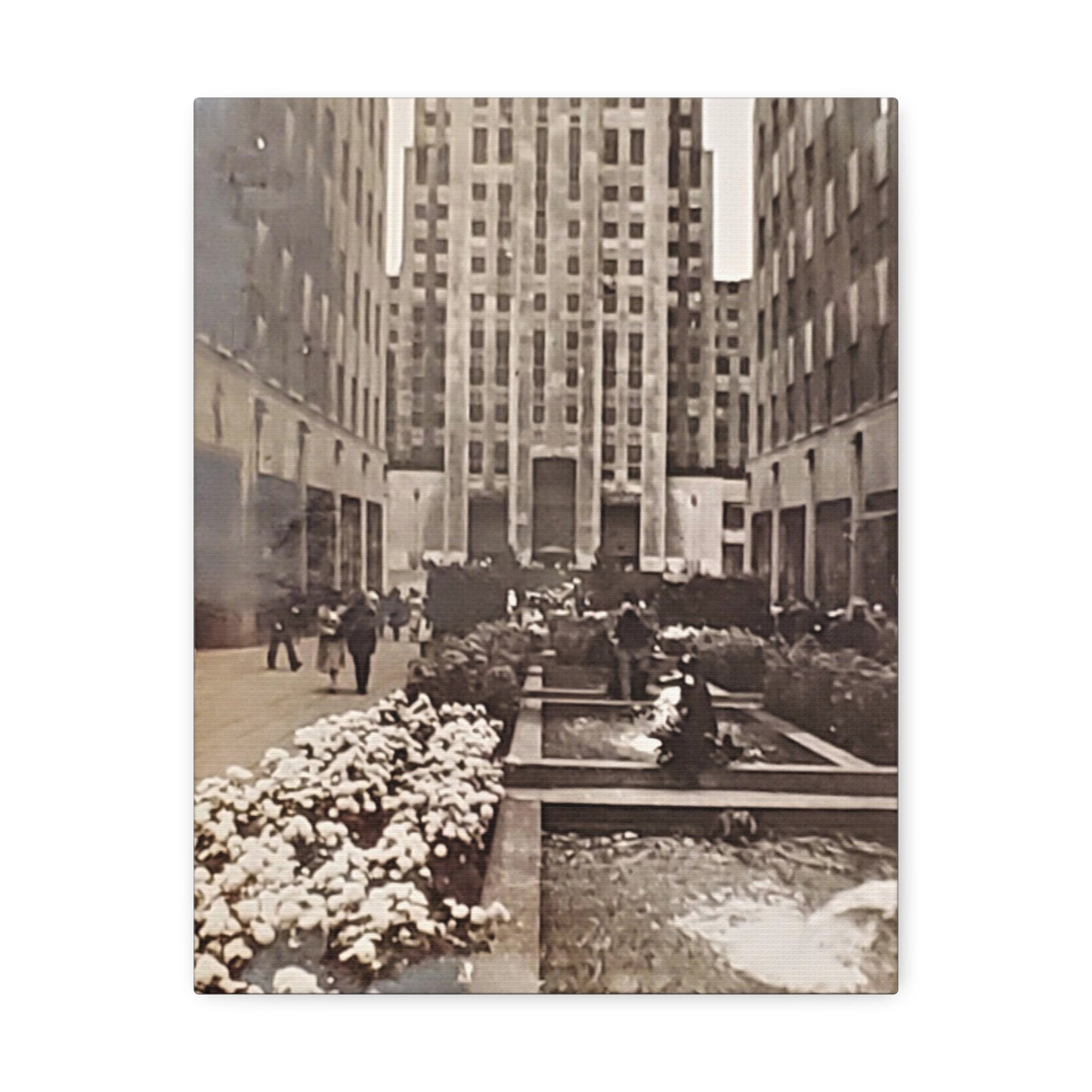 Rockefeller Plaza Stretched Canvas