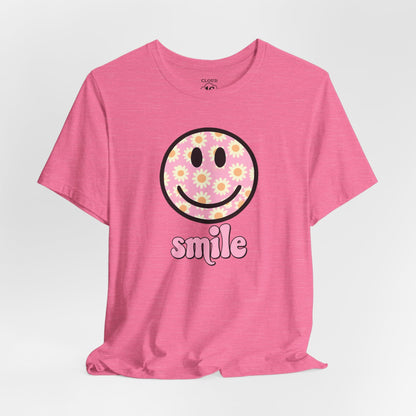Smile Floral Womens T-Shirt - Positive Vibes Tee- Cloud 16 Clothing Co.- {{Product type}}