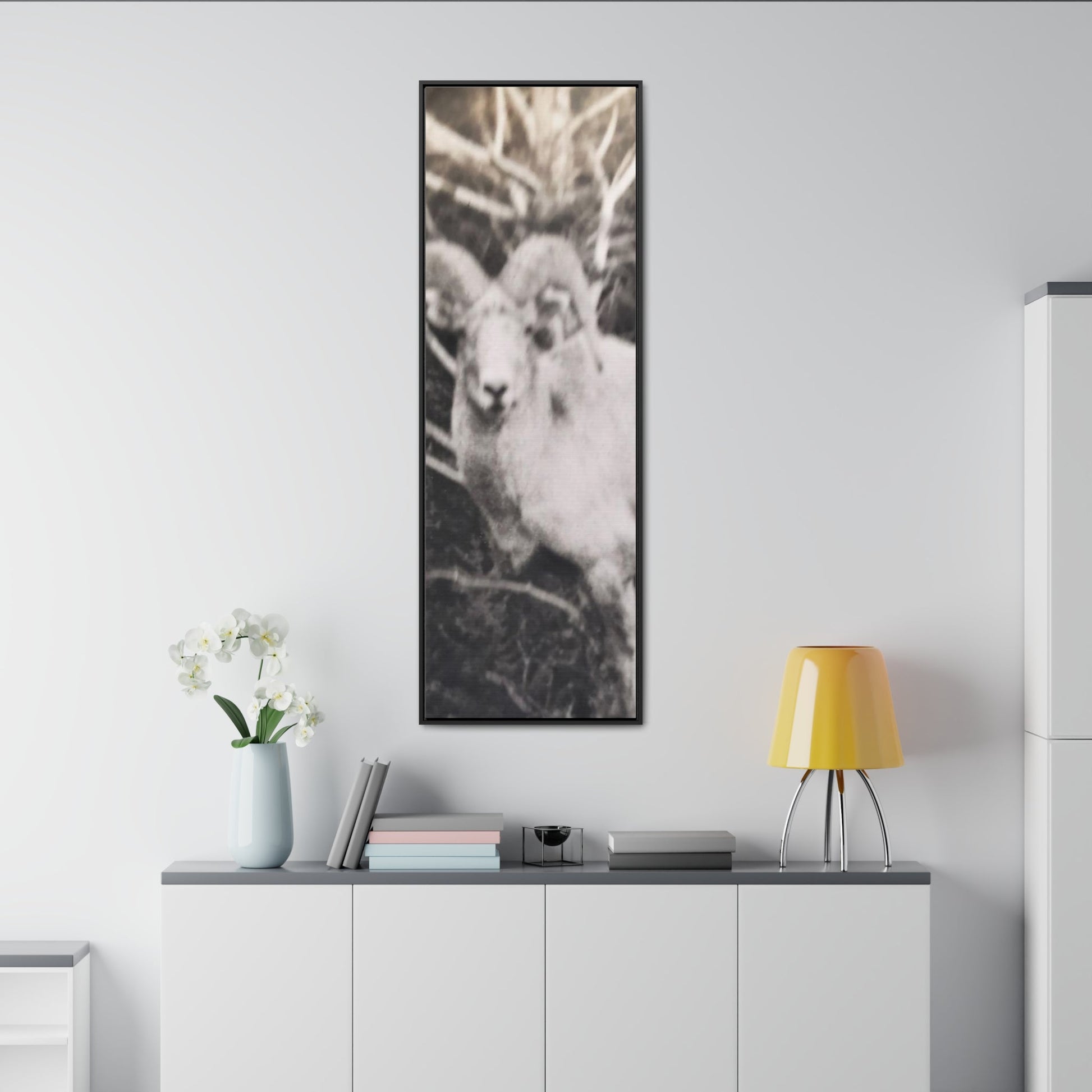 Yellowstone Big Horn Sheep Gallery Canvas Wraps Vertical Frame - 20″ x 60″ Premium Gallery Wraps (1.25″) Black - Canvas