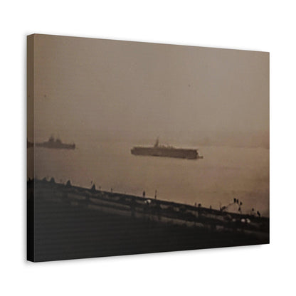 Navy Day New York Hudson River October 27th 1945 War Ships Stretched Canvas