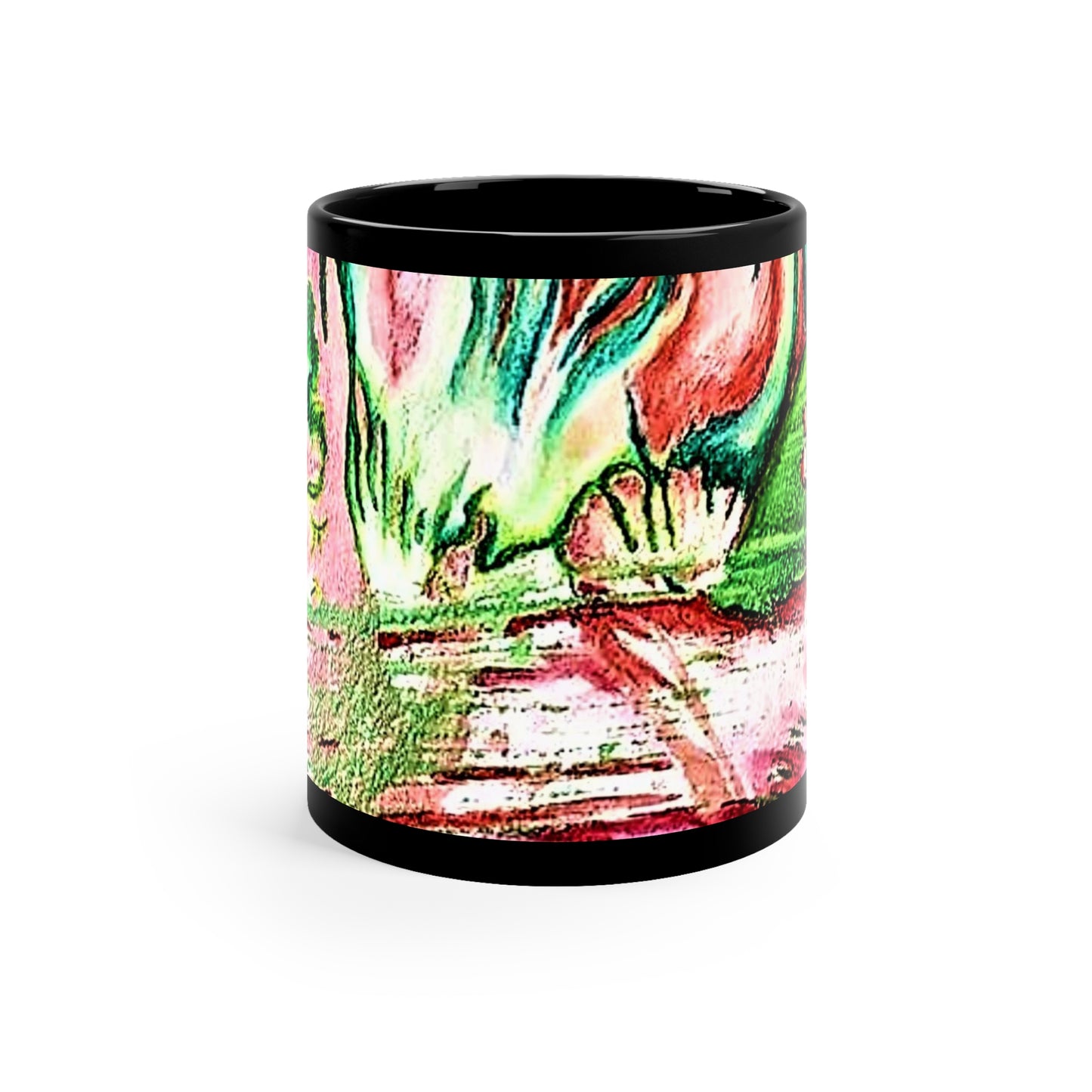 Pink Forest Black Coffee Mug, 11oz