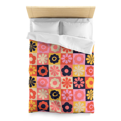 Retro Floral Microfiber Duvet Cover - Kia Day Design