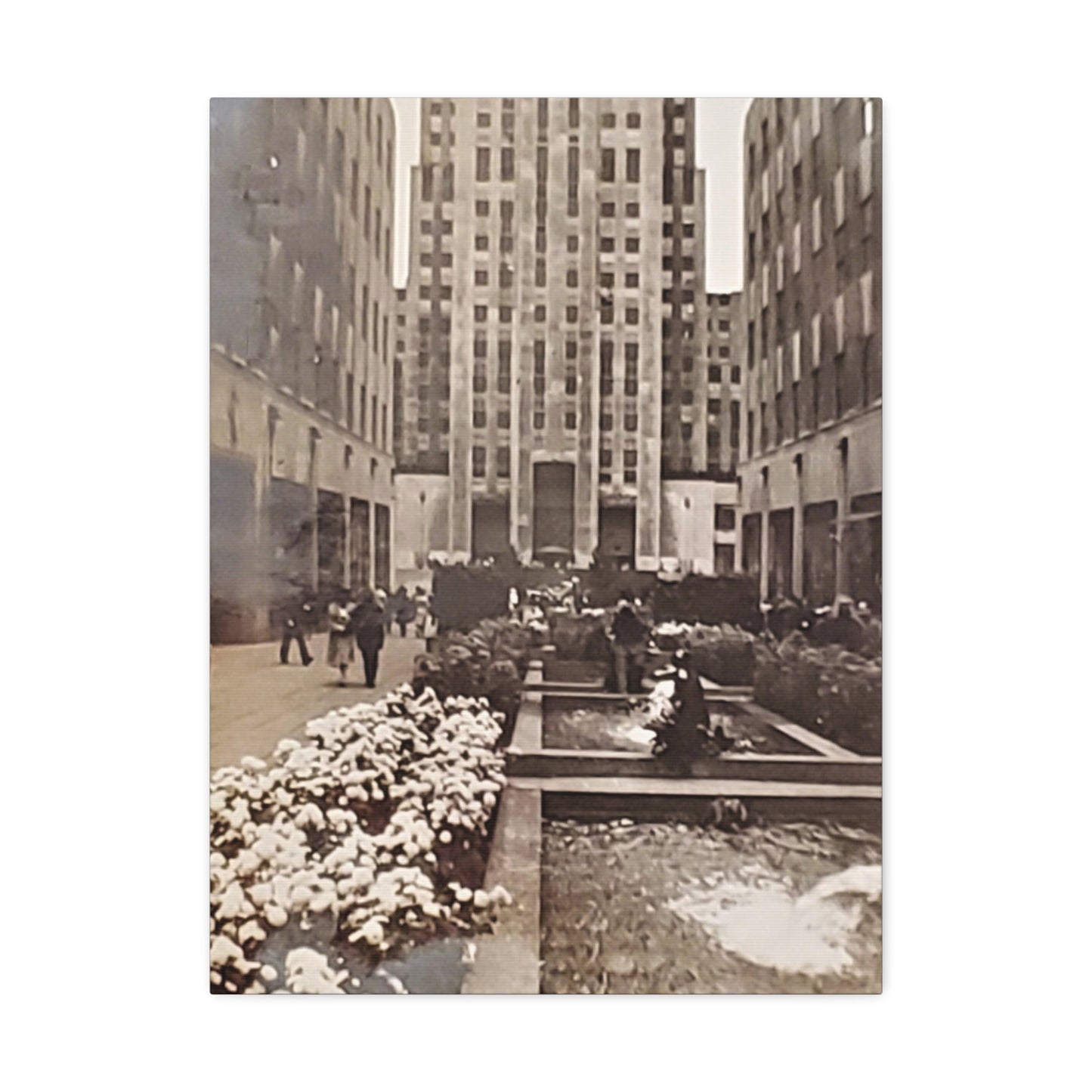 Rockefeller Plaza Stretched Canvas