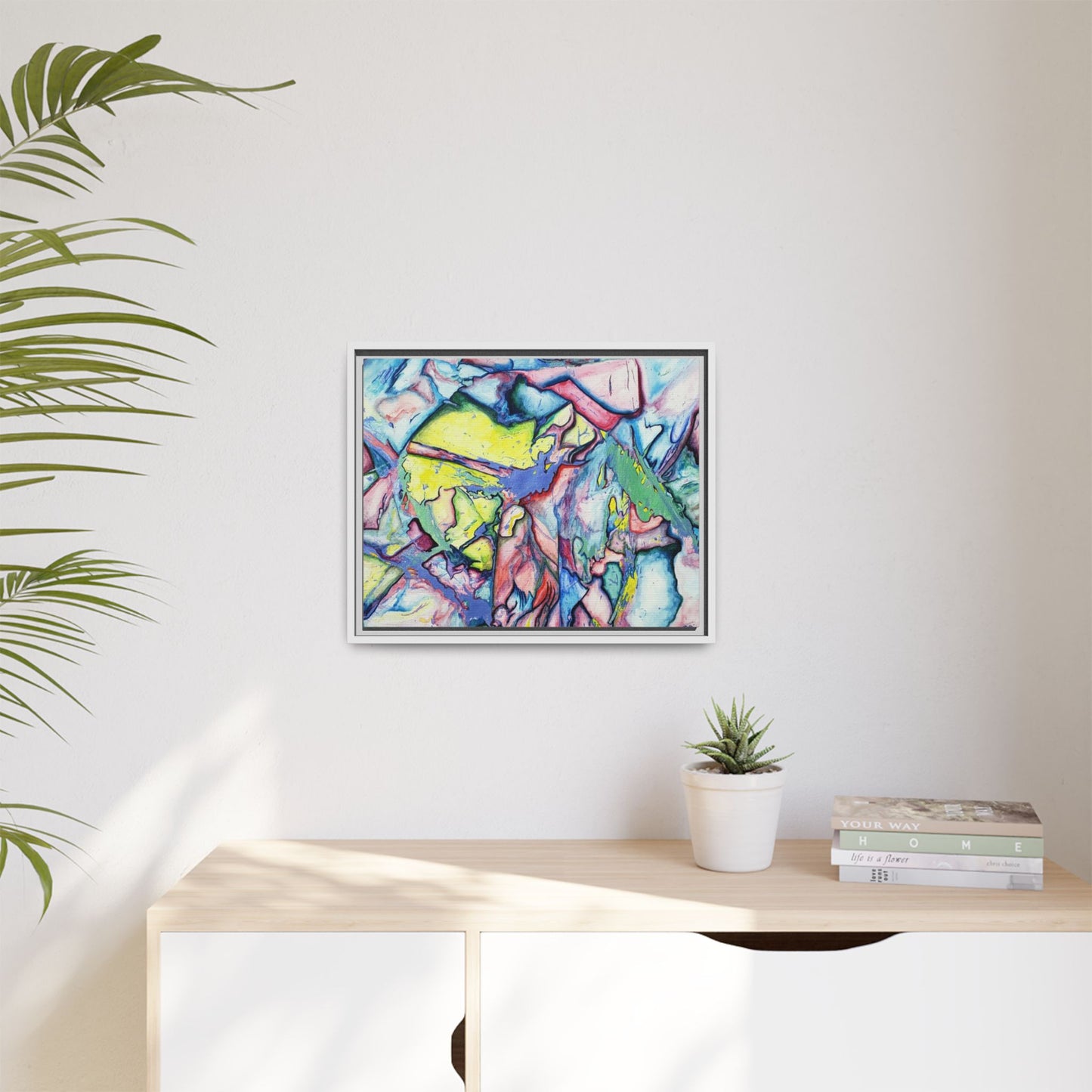 Alien Abstract Colorful Framed Canvas Art - Kia Day Design