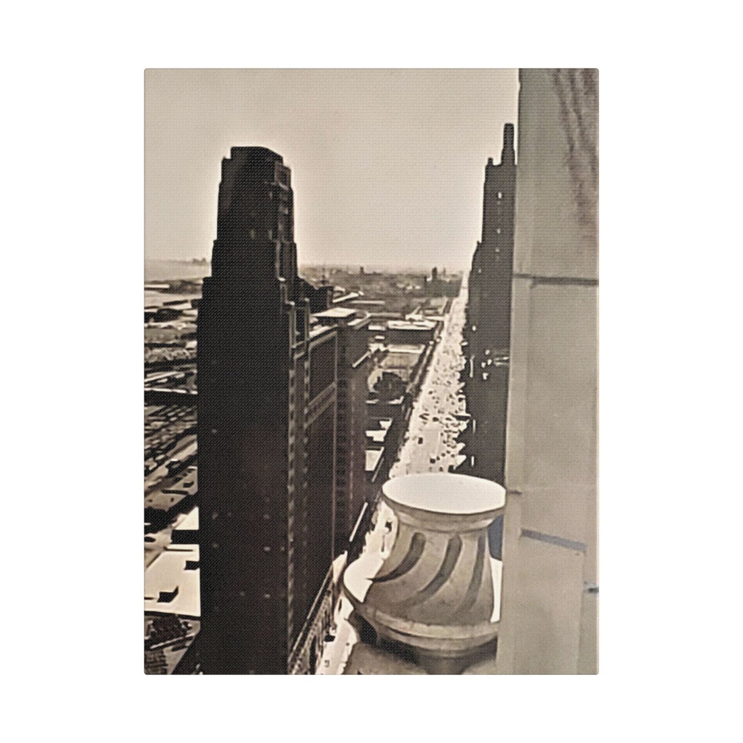 Michigan Ave Chicago Satin Canvas Stretched