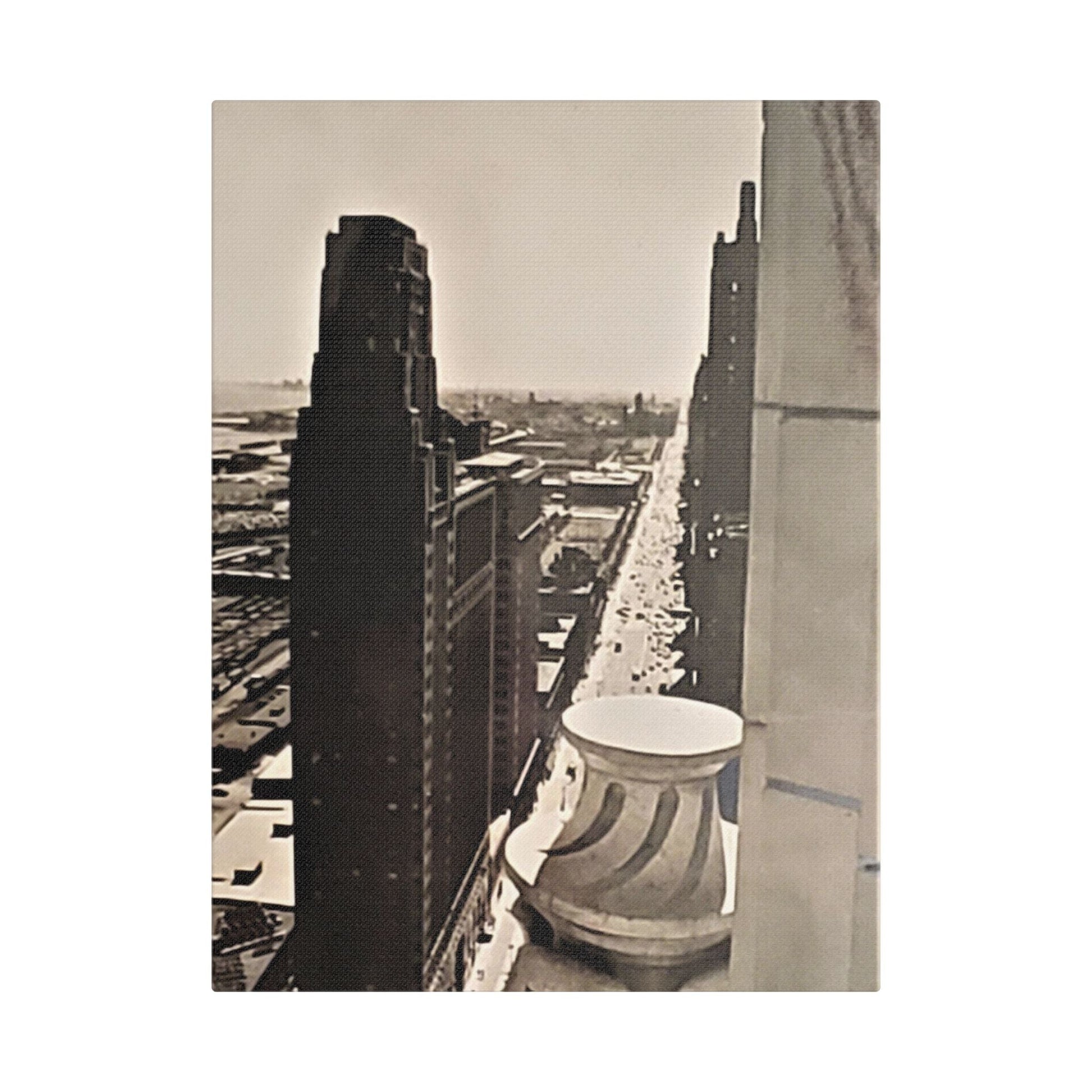 Michigan Ave Chicago Satin Canvas Stretched