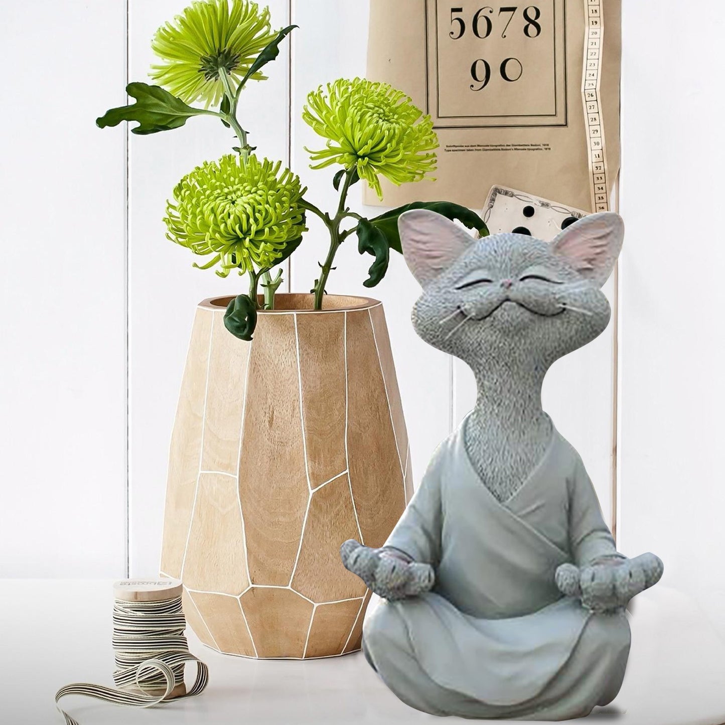 Zen Cat Buddha Statue - - statues