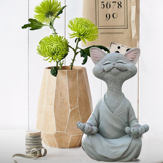 Zen Cat Buddha Statue - - statues