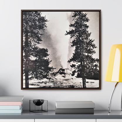 Castle Geyser Yellowstone Gallery Canvas Wraps Square Frame 30″ x 30″ Premium Gallery Wraps (1.25″) Walnut