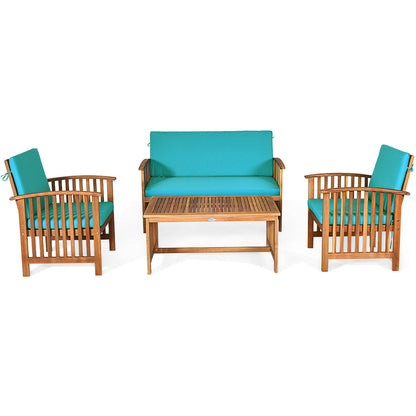 4 Pieces Patio Solid Wood Furniture Set- DirectDeals- {{Product type}}