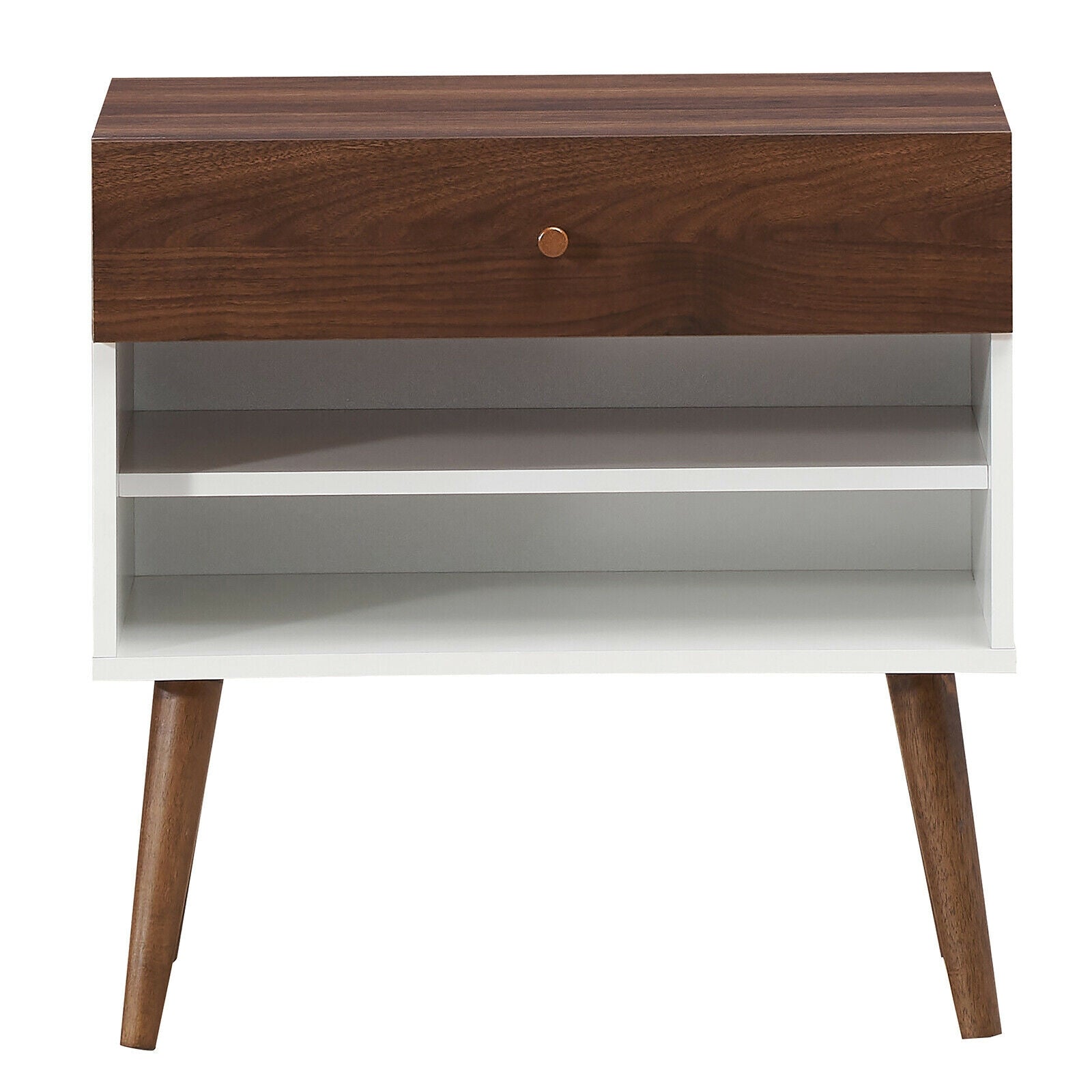 Mid-Century Nightstand with Drawer and Rubber Wood Legs- DirectDeals- {{Product type}}