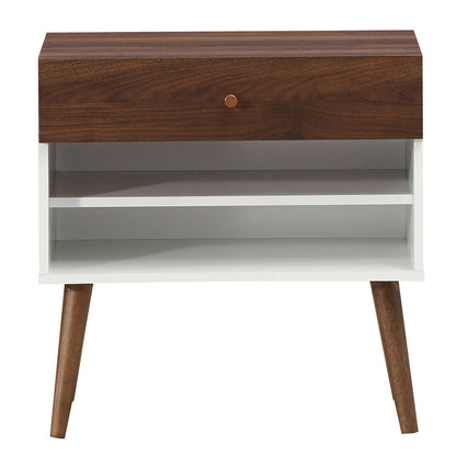 Mid-Century Nightstand with Drawer and Rubber Wood Legs- DirectDeals- {{Product type}}
