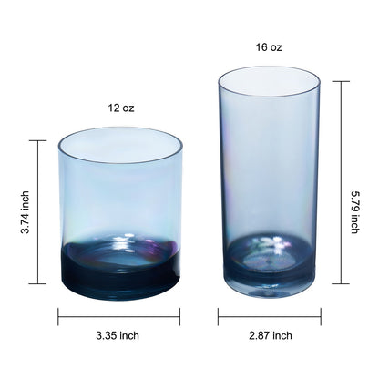 Eze Acrylic Lowball & Highball Glassware, Set of 8 - - Highball & Lowball