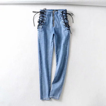 Skyline High Waist Jeans - Blue L - Women's Fashion - Women's Clothing - Bottoms - Jeans