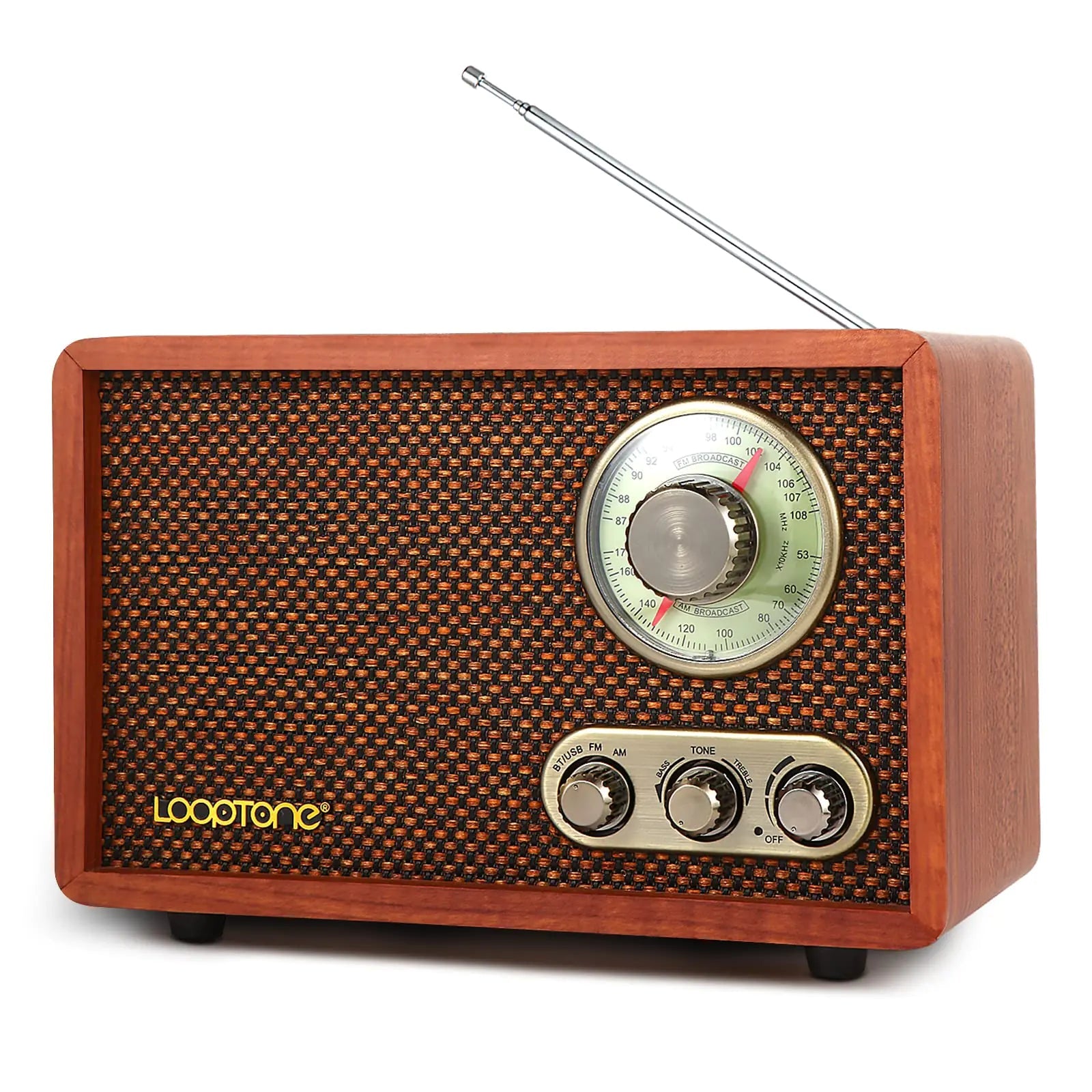 USB SD Multifunction AM FM Radio with Bluetooth Speaker with Rotary Knob - Kia Day Design