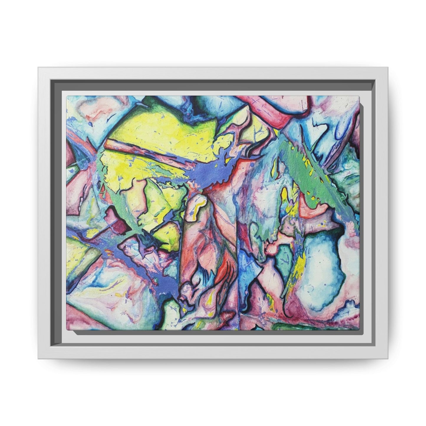 Alien Abstract Colorful Framed Canvas Art - Kia Day Design
