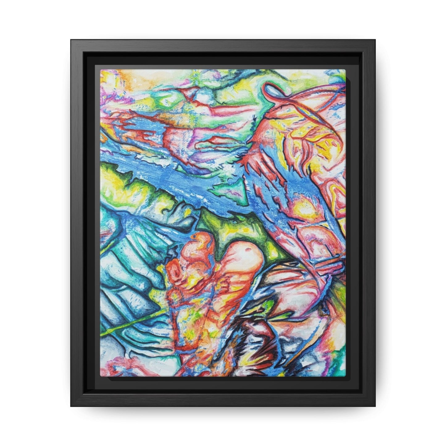 Multi-Color Abstract Framed Canvas Art Print - Kia Day Design
