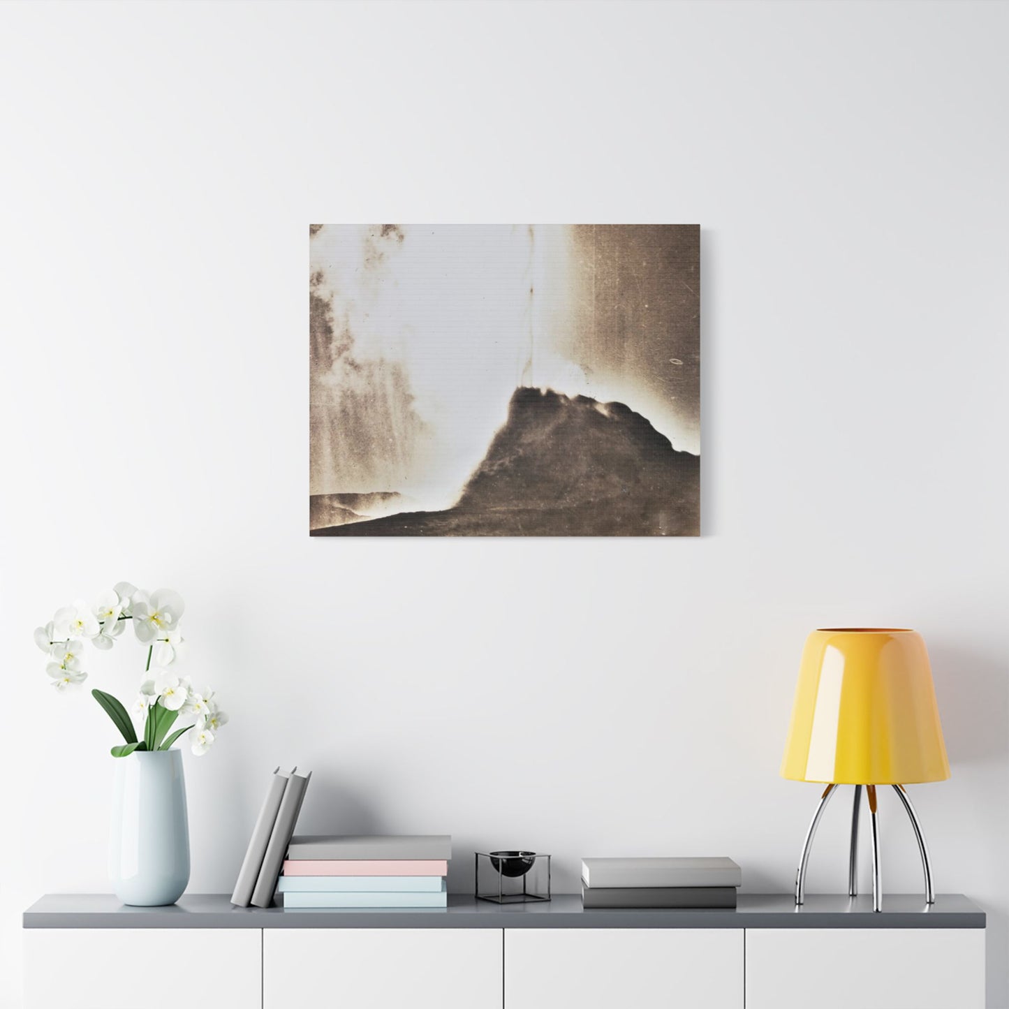 White Dome Geyser Yellowstone Satin Canvas, Stretched